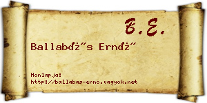 Ballabás Ernő névjegykártya